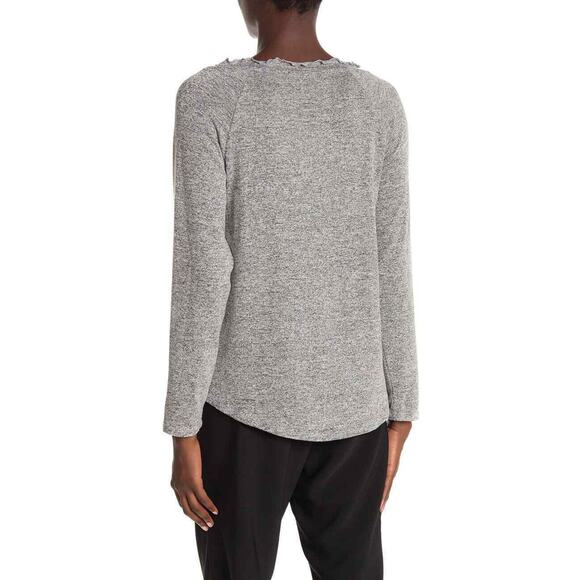 Gibson look Ruffled Edge Raglan Pullover Gray - Picture 2 of 2